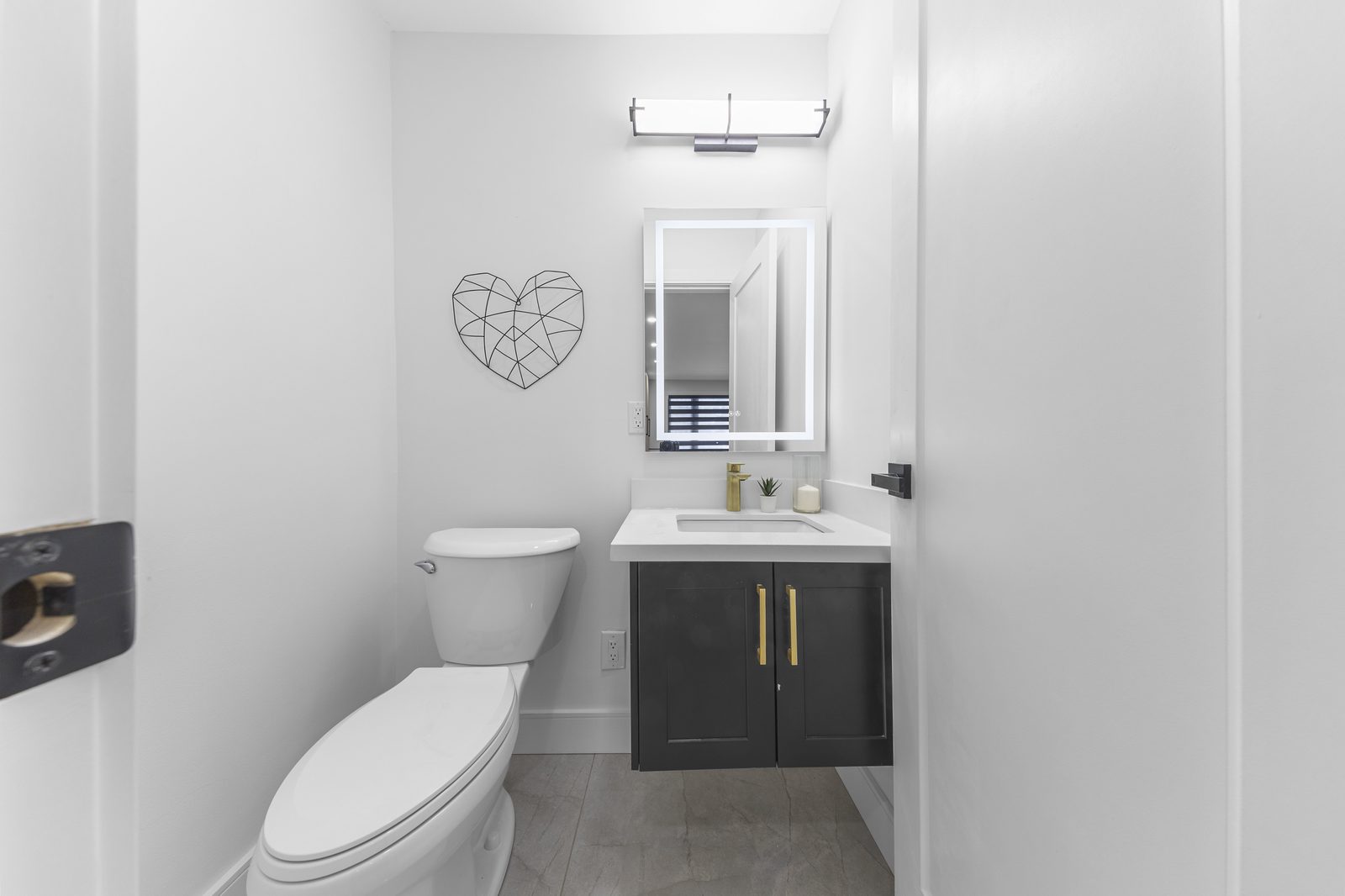 Powder room with custom vanity